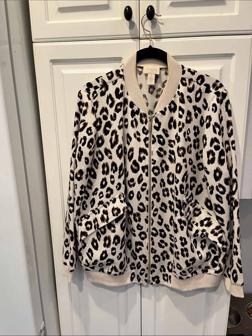 Chicos Animal Print Bomber Jacket. Size 2 = 12/14